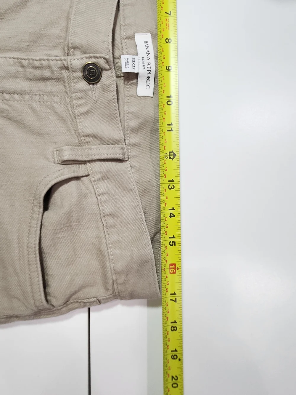 Banana Republic Slim Fit Linen Blend Stretch Pants Khaki Tan Size 33x32